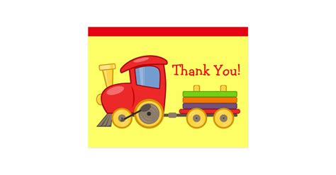 Colorful Kids Cartoon Toy Train Custom Thank You Postcard