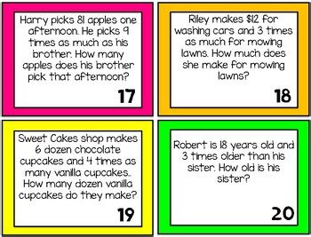 Multiplicative Comparison Task Cards Digital Copy By Fabulously Fourth