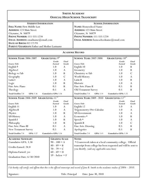 23 College Transcript Template Excel Free Popular Templates Design