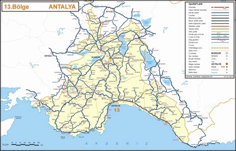 Antalya Region Highways Map - antalya turkey • mappery