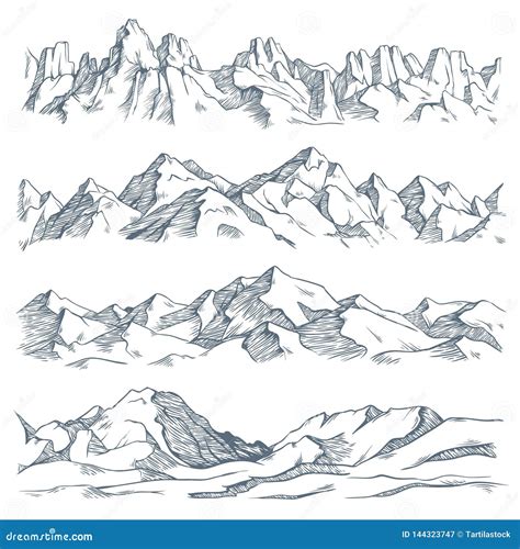 Gravure Paysagère Des Montagnes Dessin Dépoque Dessiné à La Main Pour