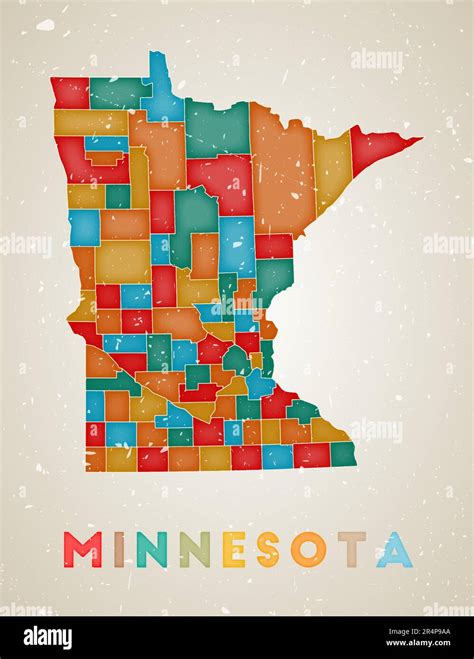 Mapa De Minnesota Cartel Estatal De Ee Uu Con Regiones De Colores