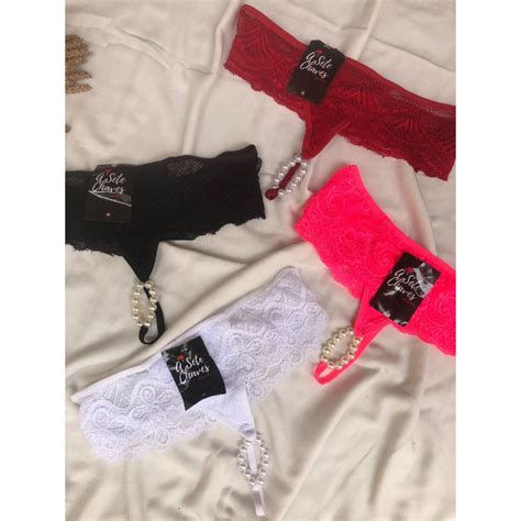 Kit Calcinha Tailandesa Rendada Tanga Fio Dental Pérolas Lingerie Shopee Brasil