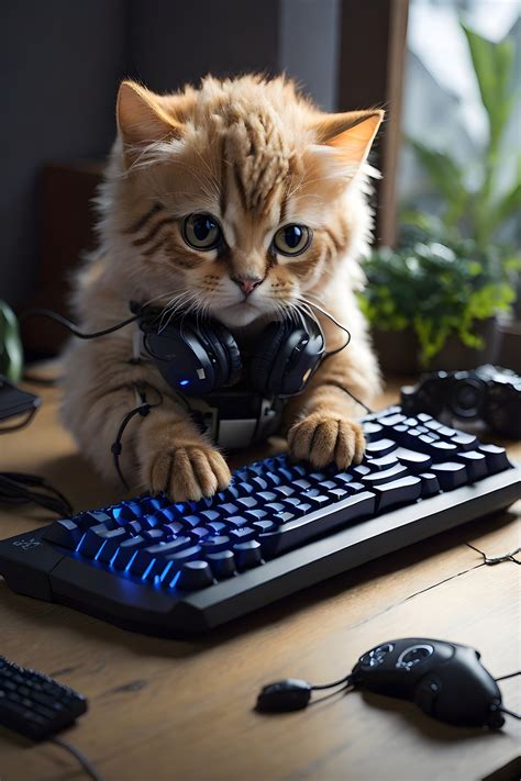 Download Cat Cute Cat Gaming Royalty Free Stock Illustration Image