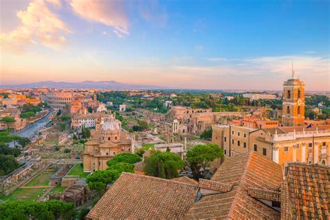 View of Rome city center at sunset. 1310030 Stock Photo at Vecteezy