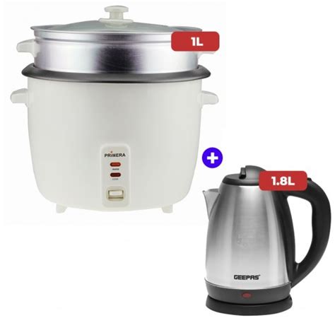 Geepas Stainless Steel Kettle L Silver Primera Rice Cooker L