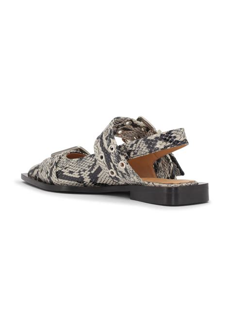 Ganni Chunky Buckle Ballerina Naplack Ballerinas Snake