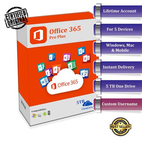 Microsoft Office 365 Pro Plus Lifetime Custom Account 5tb Onedrive