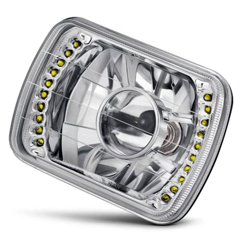 Lumen® 7x6 Rectangular Chrome Projector Led Headlights