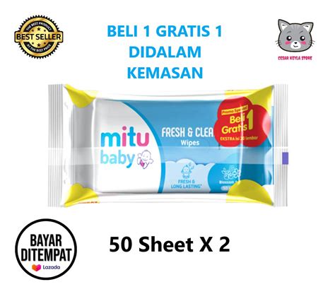 Mitu Baby Wipes Tisu Basah Fresh Clean Blue BLOSSOM BERRY 50 Sheet X