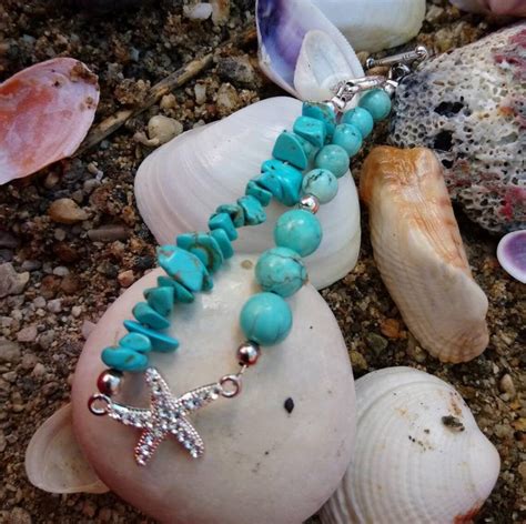 Starfish Turquoise Beads Bracelet Women Blue Bracelet Bestie Etsy