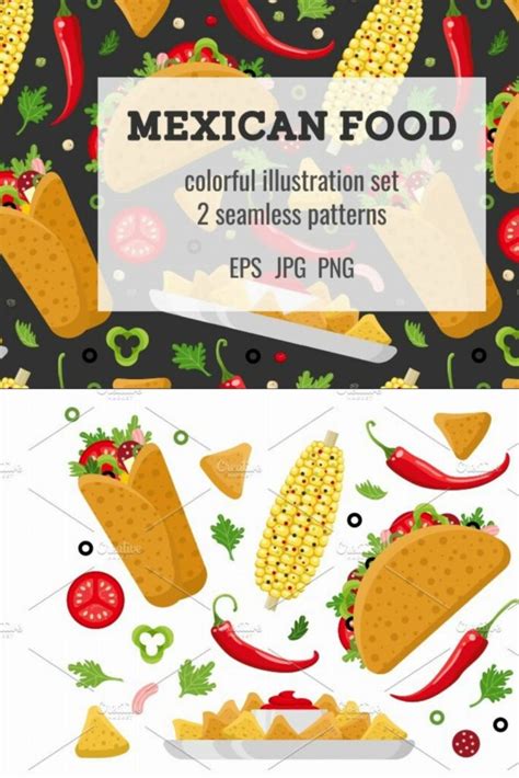 Mexican Food Set And Patterns Masterbundles