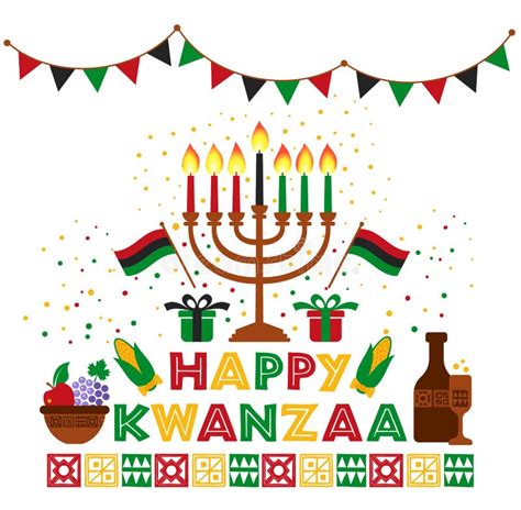 Cartel De Kwanzaa Con Colores Tradicionales Y Velas Que Representan Los