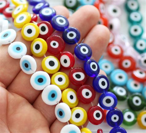 Pc Mm Teal Evil Eye Beads Flat Evil Eye Glass Beads Etsy