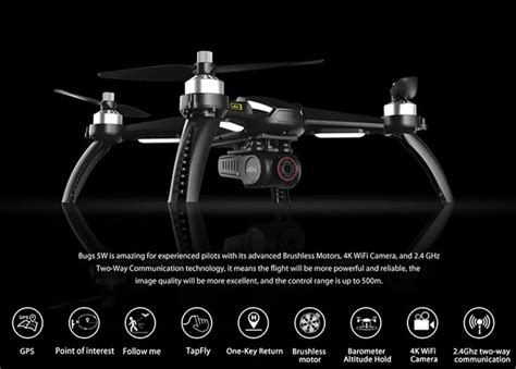 Mjx Bugs W Brushless Gps Wifi K Fpv Drone With Batteries