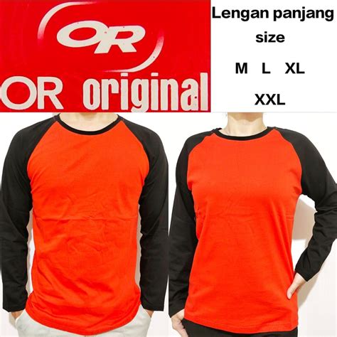 Jual Kaos Polos Raglan Orange Lengan Hitam Panjang M L Xl Xxl Shopee