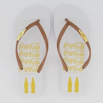 Chinelo Coca Cola Metallic Bottle Feminino Branco E Cobre Futfanatics