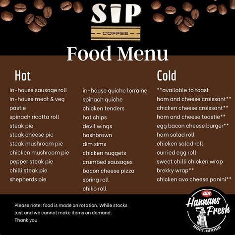 Sip Coffee Kalgoorlie menu, prices and opening hours - Hungry in Kal