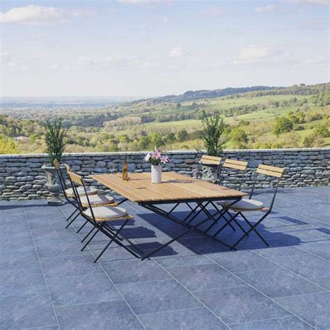 Bourton Anthracite Dark Grey Patio Porcelain Paving Slabs 600 X 600