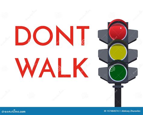 Traffic Light Red Signals. Dont Walk Stop. Flat Illustration. Safety ...