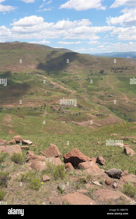 Rural Village Close To The Katse Dam Lesotho Highlands Africa Stock