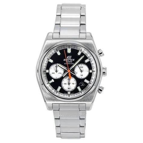 Casio Edifice Analog Chronograph Rustfrit St L Sort Urskive Quartz Efb