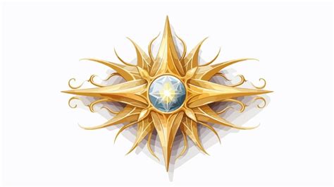 Elven Star Badge Fantasy Vector Illustration With Intricate Design And