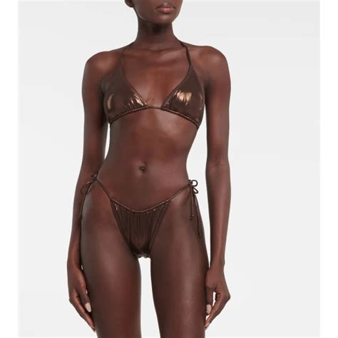 Norma Kamali String Metallic Bikini Bottoms Luxury Ready To Wear Coveti