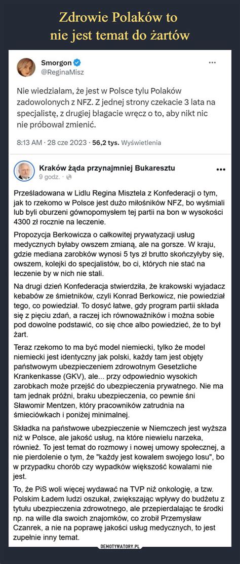 Zdrowie Polaków to nie jest temat do żartów Demotywatory pl