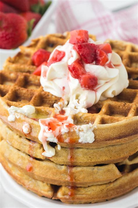 Easy Strawberry Waffles Recipe With Frozen Strawberries Flour On My