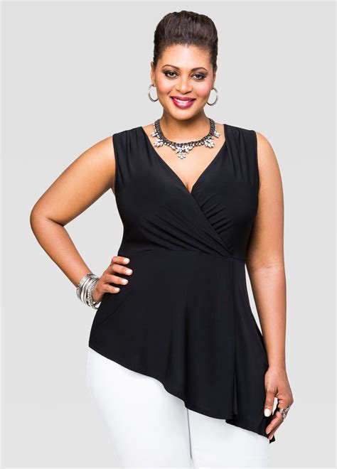 Wrap Front Asymmetrical Top Plus Size Tops Ashley Stewart Plus Size