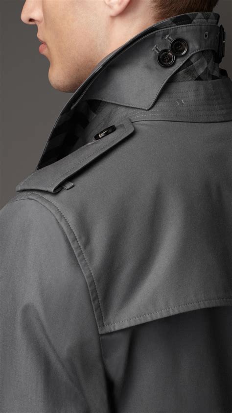 Burberry Mid Length Cotton Gabardine Trench Coat In Mid Grey Gray For Men Lyst