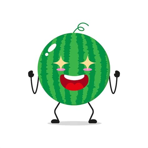 Premium Vector Cute Excited Watermelon Character Funny Electrifying