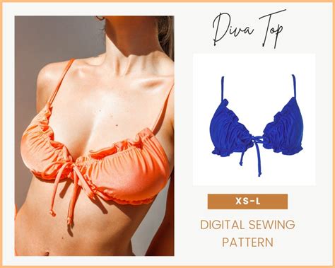 DIY Diva Frills Women S Swim Top Ruched String Tie Bikini Etsy