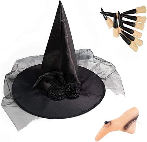 Hexenhut Kits F R Frauen Schwarz Halloween Party Hexen Sortiment