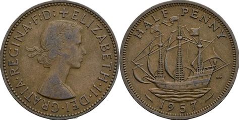 Großbritannien Half Penny 1957 ss MA Shops