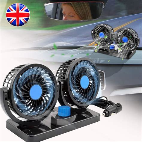 Dual Head Car Fan Portable Vehicle Truck Rotatable Auto Cooling