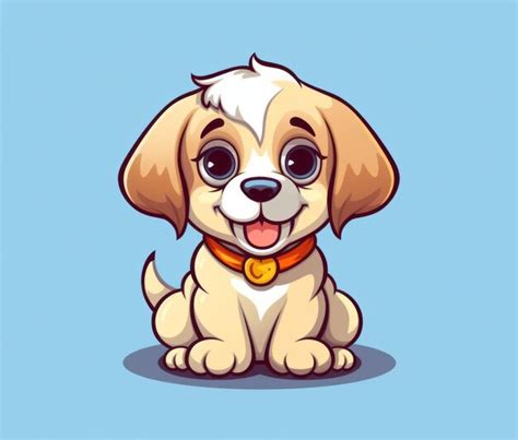 C O De Desenho Animado Uma Coleira Que Diz Cachorrinho Feliz