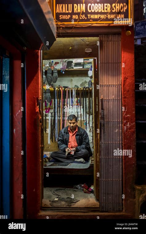 Thimphu Bhutan Circa October 2014 Cobbler Shop In Thimpu Bhutan