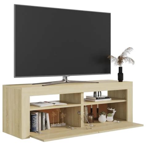 Meuble Tv Avec Lumi Res Led Ch Ne Sonoma X X Cm Qqmora Yy