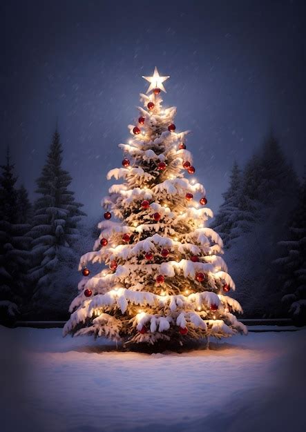 Premium AI Image Winter Wonderland Christmas Tree In Snowy Park