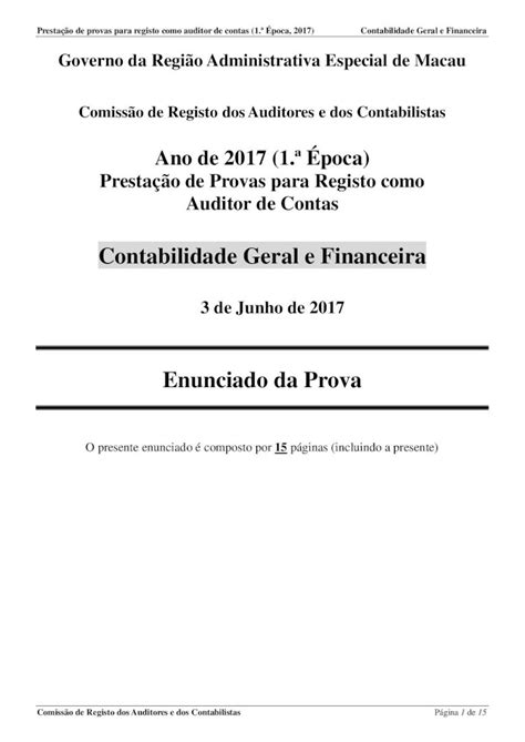 PDF Contabilidade Geral e Financeira Prestação de provas para