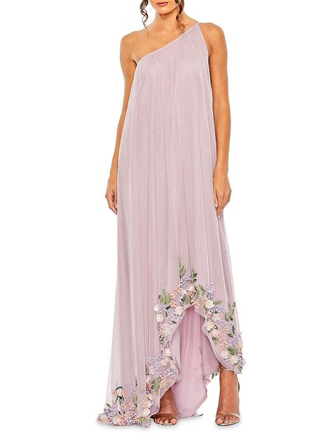 Mac Duggal Womens Mac Asymmetric Floral Chiffon High Low Gown Orchid