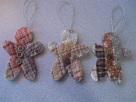 Set of 3 Gingerbread Man Ornaments Made From Antique 1800's Quilt 3 ...