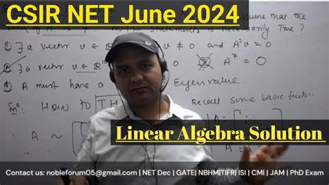 CSIR NET Mathematics JUNE 2024 Linear Algebra Solution CSIR NET Math