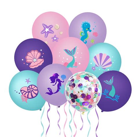 Balões De Látex Sereia Confetti Air Helium Globos Louça De Mesa Descartável Para 1a Criança Tema