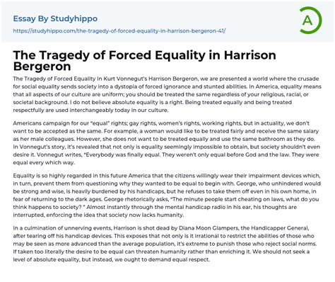 The Tragedy of Forced Equality in Harrison Bergeron Essay Example ...