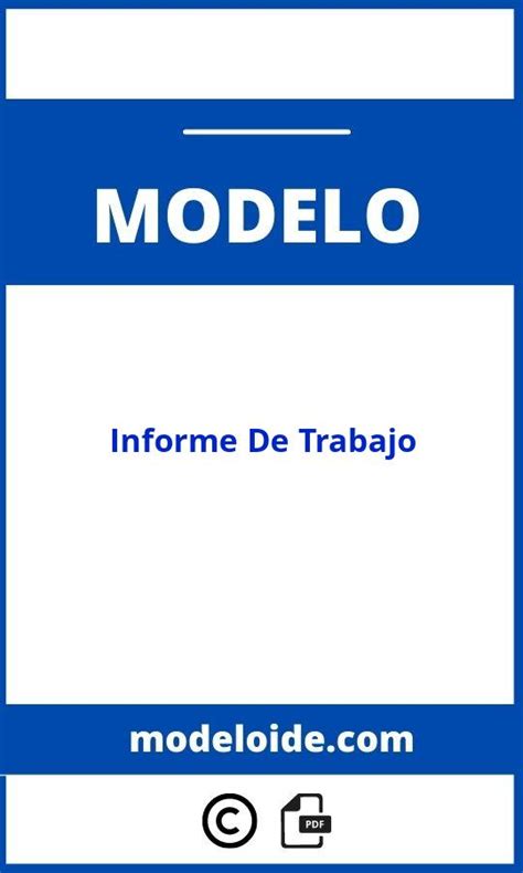 Modelo De Informe De Trabajo WORD Formato PDF