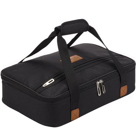 Black Insulated Casserole Carrier For Hot Or Cold Food Lasagna Holder For Picnic Potluck