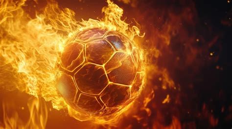 Premium Photo Soccer Ball Surrounded By Intense Flames